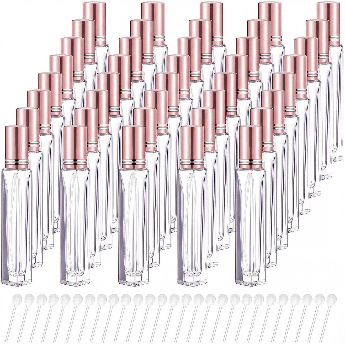 Domensi 40 Pcs 10/15/20/30 ml Perfume Travel Refillable Glass Bottles Spray Bottle Perfume Atomizer for Cologne Dispenser Leak-proof Fragrance Bottles Atomizer Pump Kit (10 ml,Rose Gold)