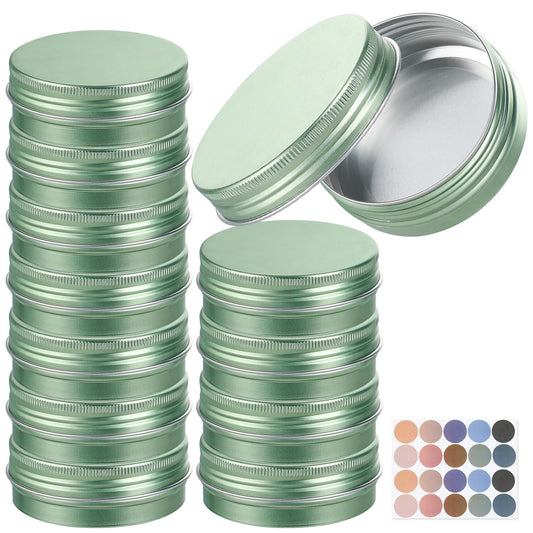 LIYAR Candle Container Aluminum Tin Jars 14 Pack Candle Tins Salve Tins Versatile Small Containers with Lids Metal Tin for Balms,Spices,Salve,Crafts(Pale Green)