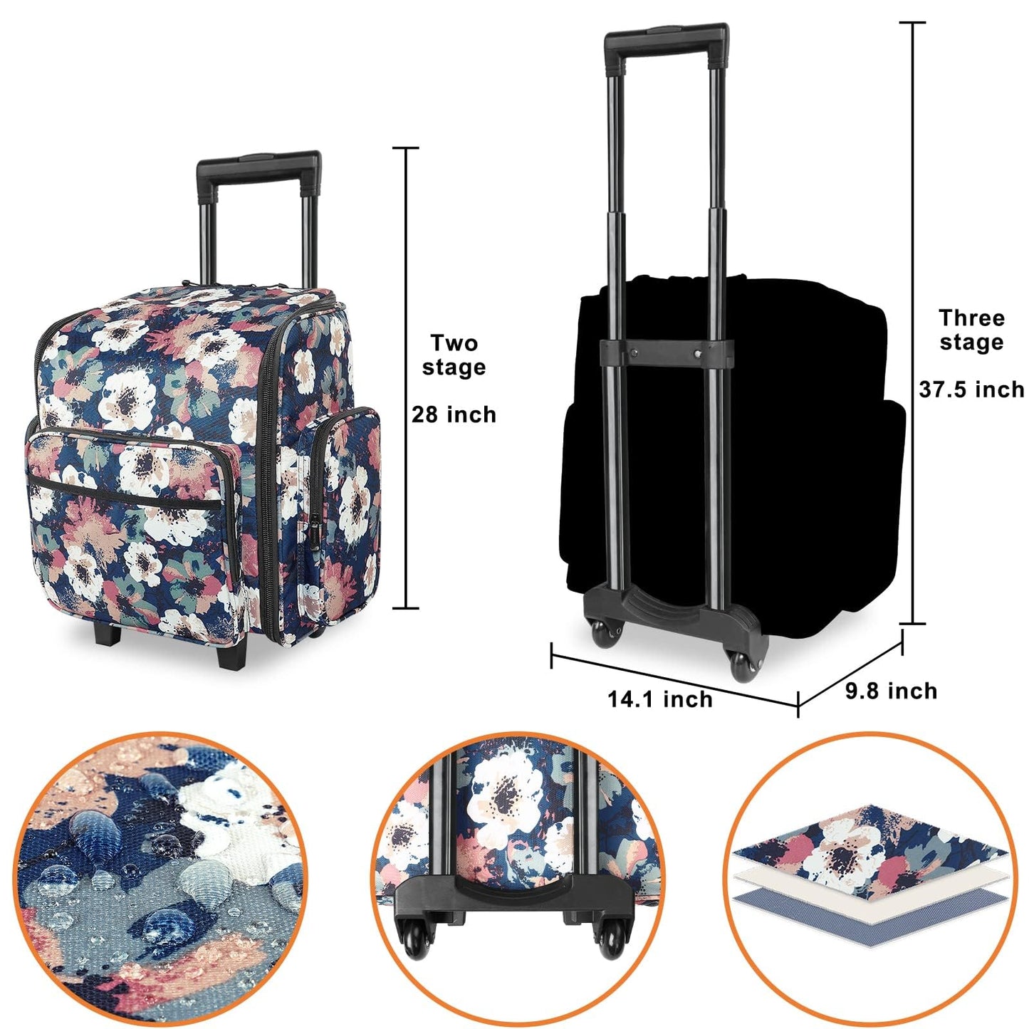 YOREPEK Large Rolling Craft Bag Wheels, Briefcase Gift for Crafter Teacher