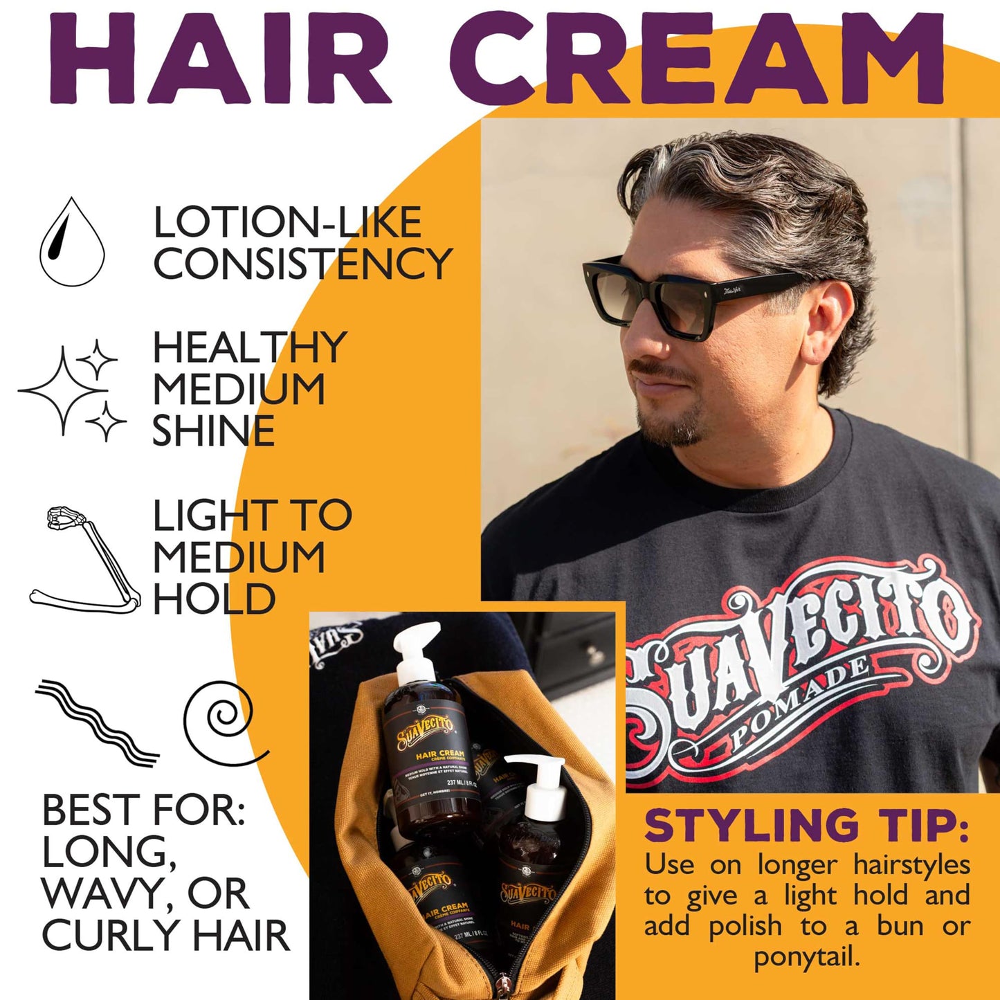 Suavecito Hair Cream Pump Bottle Medium Shine All Day Light Hold (8 oz)