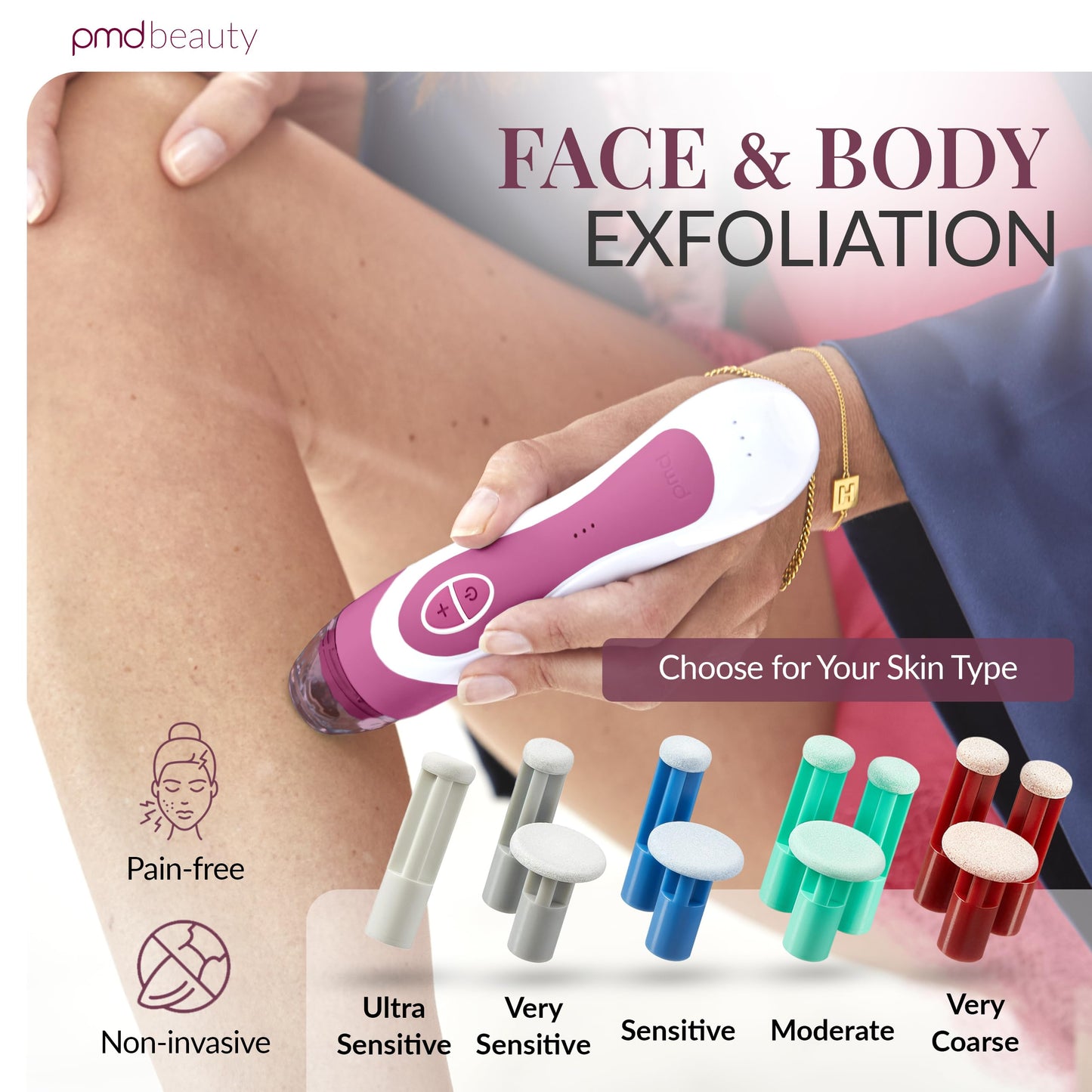 PMD Personal Microderm Elite Pro - At-Home Microdermabrasion Machine with Kit for Face and Body - Exfoliating Crystals and Vacuum Suction for Fresh and Radiant Skin - Three Speed and Suction Options