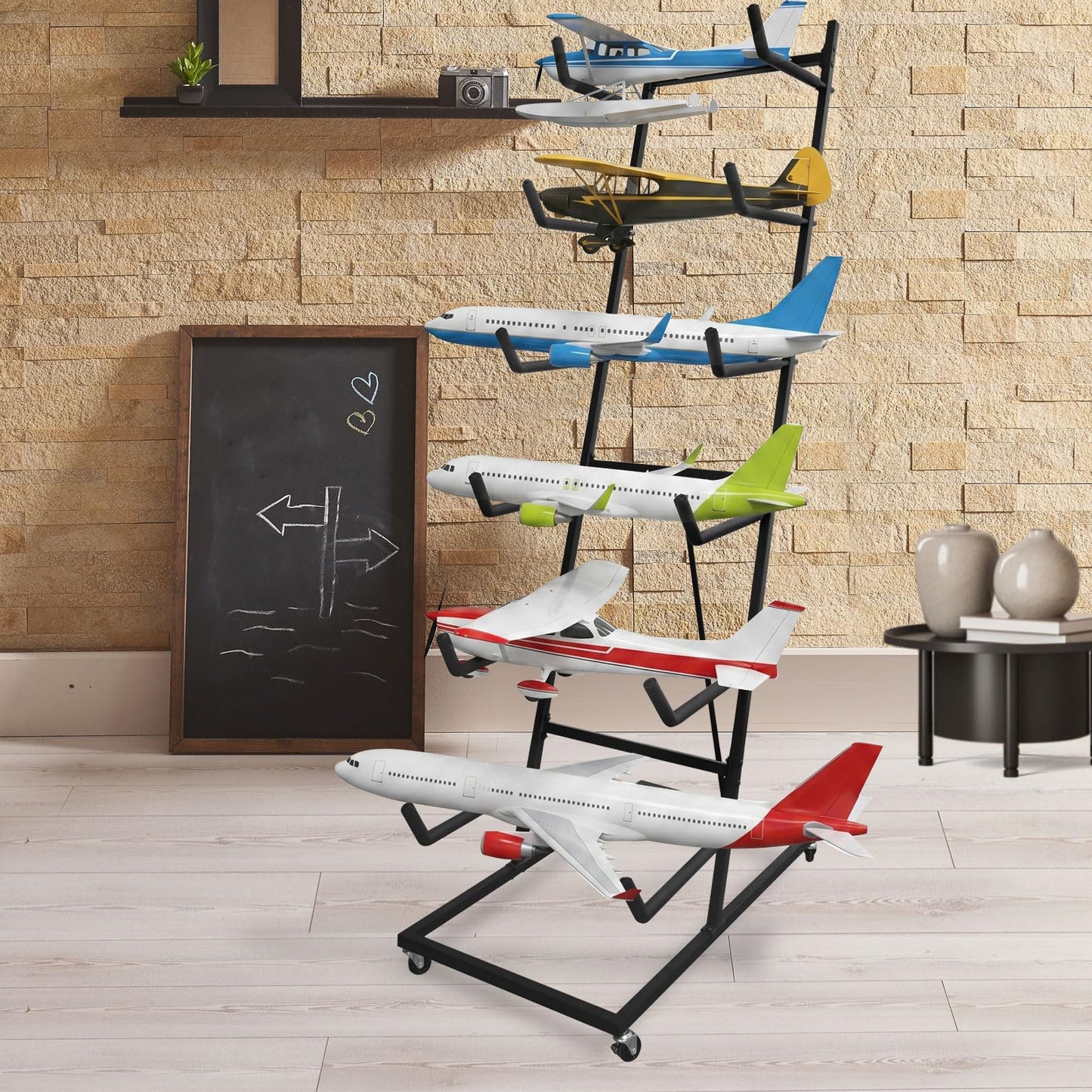 Avoirdus RC Airplane Storage Rack 6Tiers, Display Stand Model Airplane Stand with Foam Padding,Multi-Function Aircraft Carrier Stand with Wheel