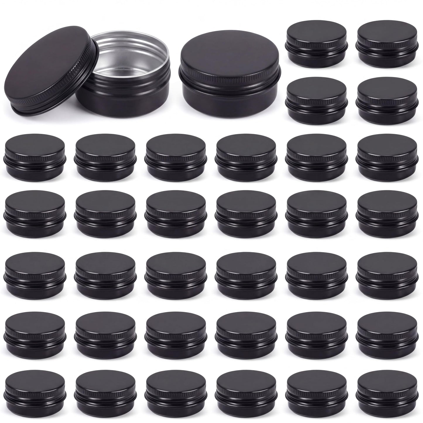 Patelai 36 Pack 0.5oz Round Lip Balm Tin Cans with Screw Lid Aluminum Lip Balm Small Tin Containers Screw Slide Top Metal Empty 15ml Refillable Cosmetic Sample Containers Storage Travel Jars for DIY