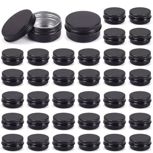 Patelai 36 Pack 0.5oz Round Lip Balm Tin Cans with Screw Lid Aluminum Lip Balm Small Tin Containers Screw Slide Top Metal Empty 15ml Refillable Cosmetic Sample Containers Storage Travel Jars for DIY