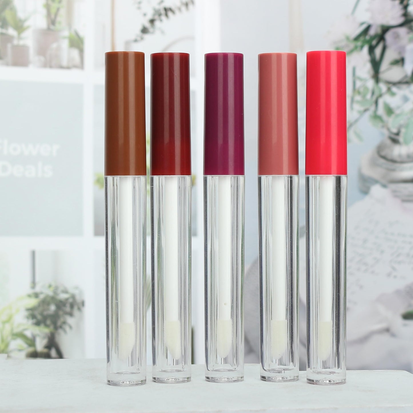 COSIDEA 50pcs Empty Round 1.5ml slim Dark red lip gloss tubes with wand mini small size lipgloss tube containers in bulk