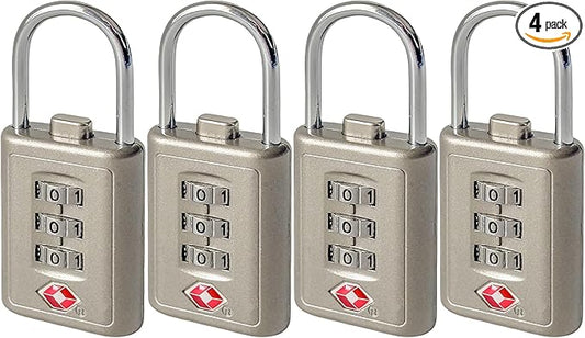 Combination Lock TSA Approved Lock 3 Digit Code Padlock Luggage Lock for Bags, Luggage, Backpacks, Toolboxes, Suitcases, Storage Cabinets (4 Pack)