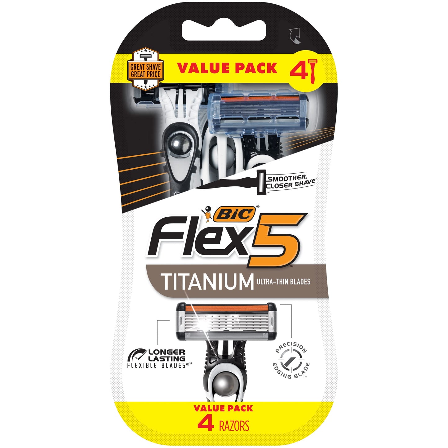 BIC Flex 5 Titanium Disposable Razors for Men 4 Piece Set and BIC Flex 5 Refillable Razors for Men 1 Handle 7 Cartridges 8 Piece Shaving Kit