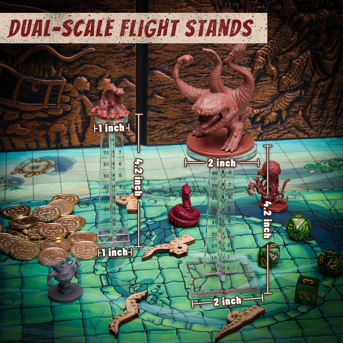CZYY DND Flying Miniature Flight Stands, Set of 2 Acrylic Combat Risers