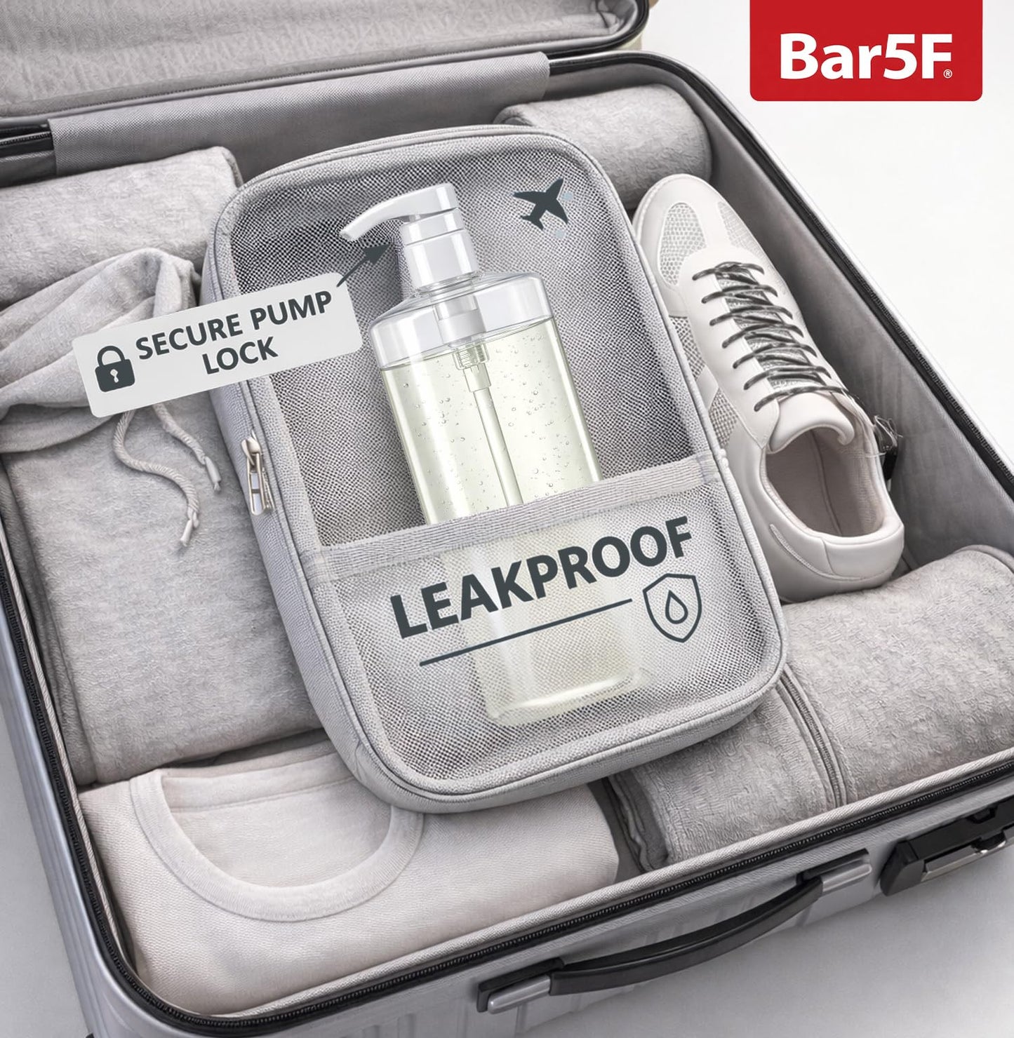 Bar5F Pump Bottle (2-Pack 32-Ounce 1-Liter) Empty for Shampoo Conditioner Body Wash Lotion BPA-Free Crystal-Clear