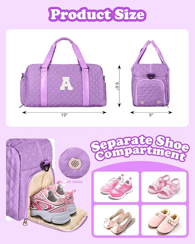 Personalized Gifts for Girls 8-18 Age, Initial Travel Duffel Bag, Gym Bag, Gift for Kids, Monogram Overnight Bag, Niece Gifts Mother In Law Gifts Birthday Gifts, Graduation Gifts