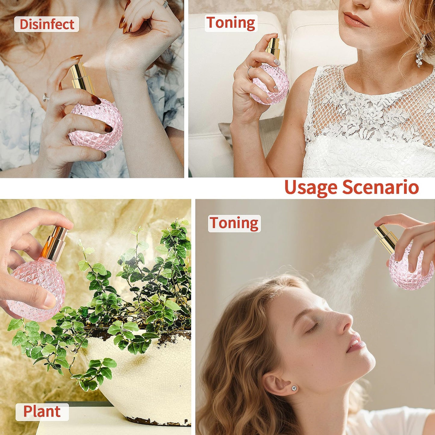 Pink Vintage Perfume Bottle - Refillable Glass Perfume Atomizer, Fine Mist Spray Bottle for Travel, Home, Bathroom, Leak-Proof Elegant Portable Perfume Bottle