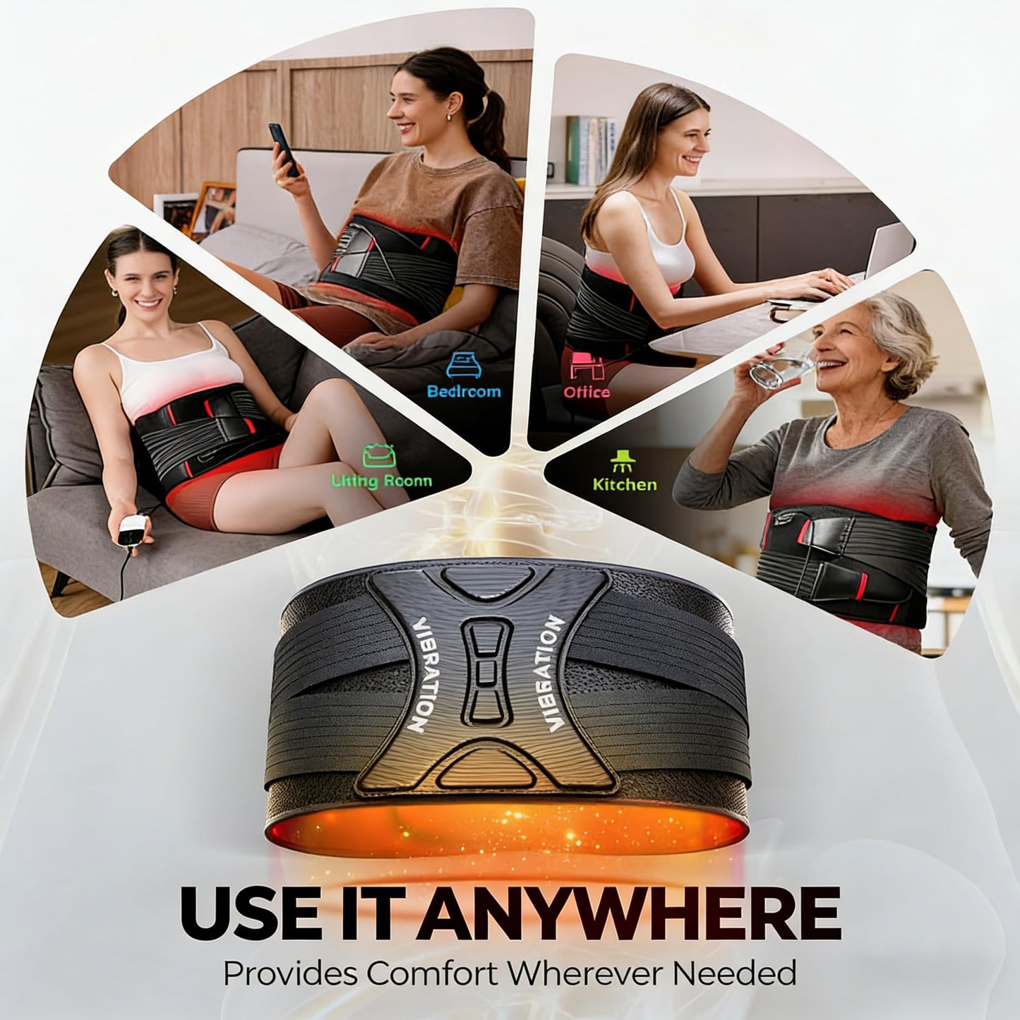 LTW Upgraded Red Light Therapy Belt, 290 LEDs Infrared Red Light Therapy for Body, 660nm & 850nm Near Infrared Wrap with Vibration for Back Pain Relief, Waist, Belly, Shoulder