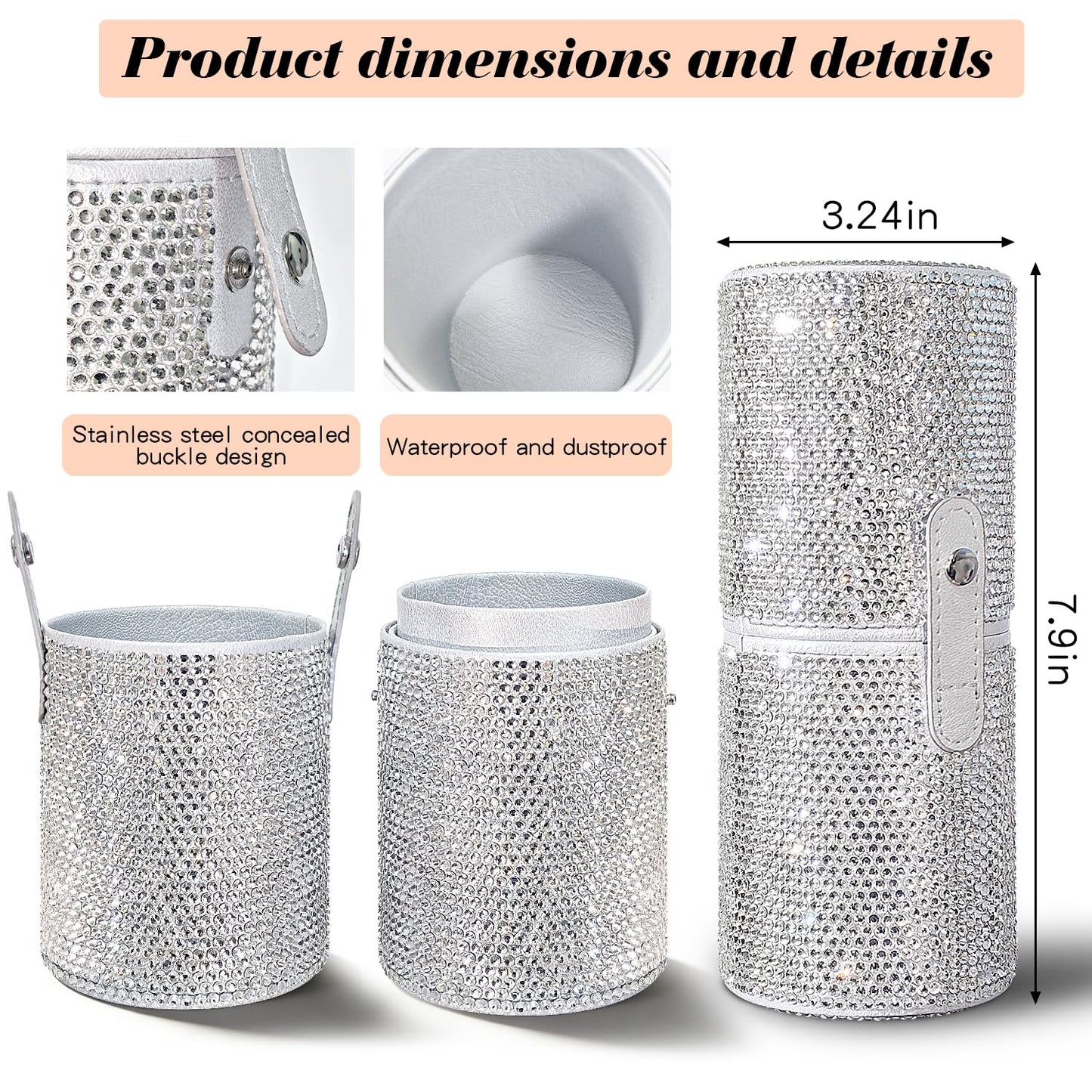 Yivaiks 14 Pcs Silver Bling Makeup Brushes Set Ultra Soft Professional Face Crystal Cosmetics Powder Concealer Eye Shadows Make Up Beauty Tool with Holder
