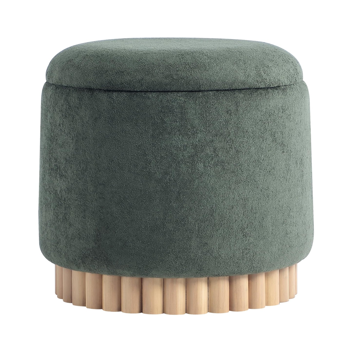 Get Set Style Round Ottoman with Wooden Base, Storage Vanity Stool for Makeup, Upholstered Footrest Stool Ottoman Foot Stool for Living Room, Bedroom