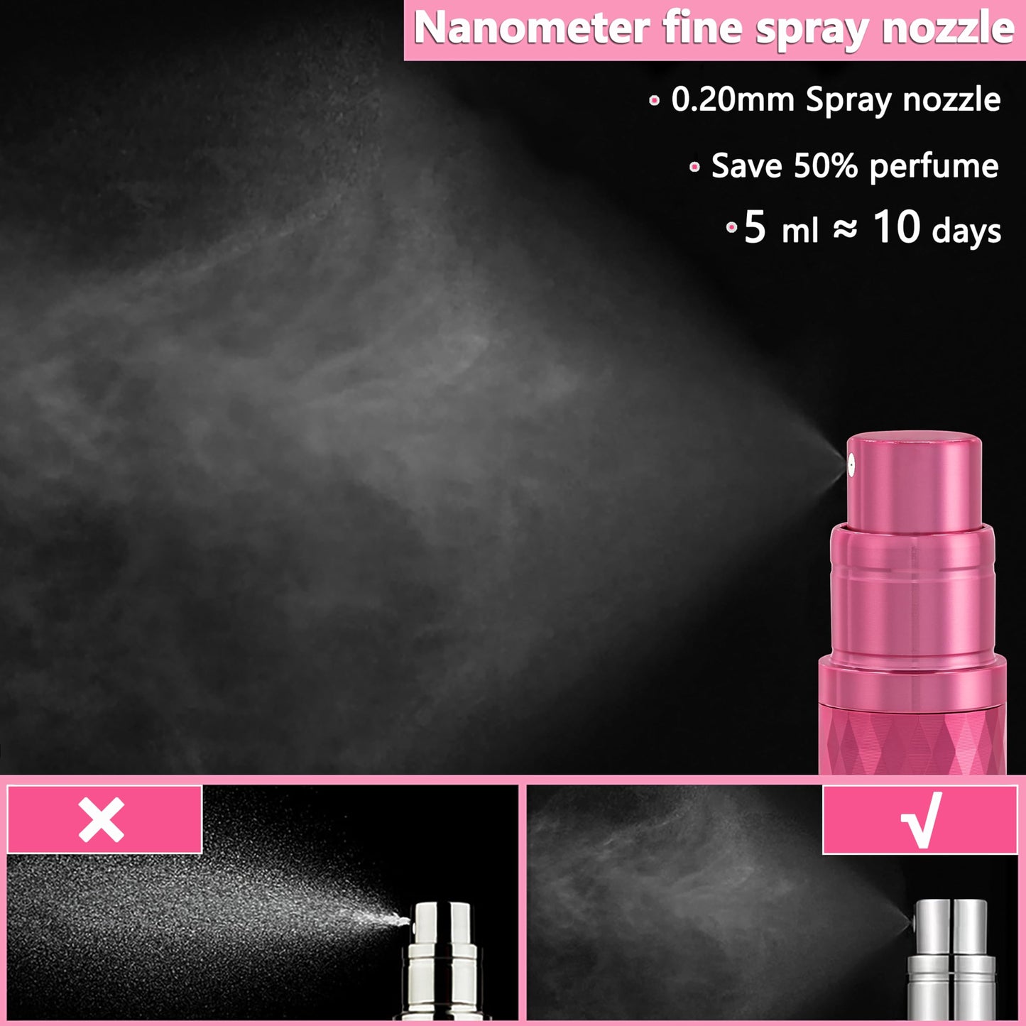 ANTOKX Refillable Perfume Bottle Travel Atomizer - 5ML Luxury Leakproof Travel Perfume Atomizer Refillable, Perfume Travel Spray Bottle, Mini Perfume Bottle (Grey & Gold & Rose Red)