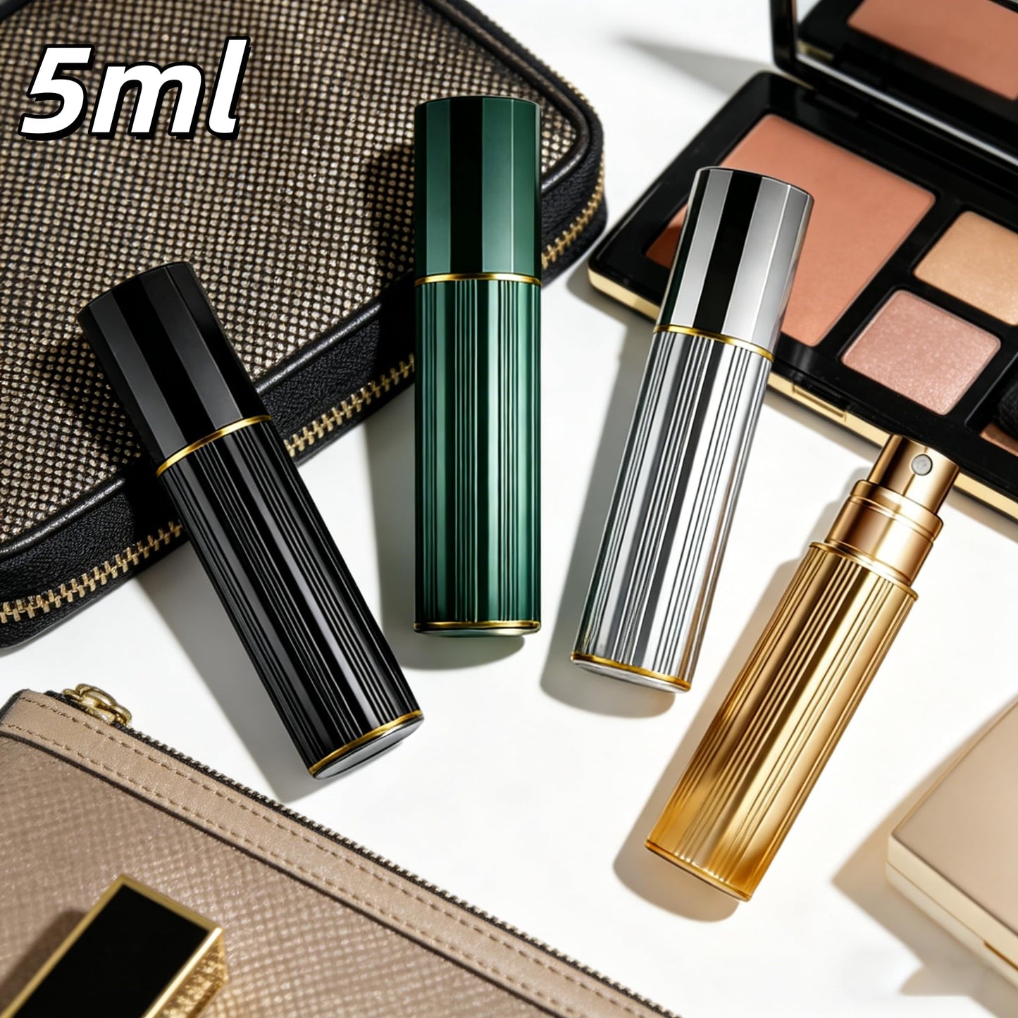 4pcs Bottom Filling Perfume Travel Refillable Atomizer, 5ml Travel Size Perfume Refill Bottle, Cologne Travel Bottle, Mini TSA Approved Perfume Atomizer, Portable Leak Proof Small Spray Bottle