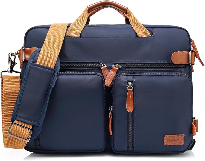 CoolBELL Convertible Backpack Messenger Bag Shoulder Bag Laptop Case Handbag Business Briefcase Multi-Functional Travel Rucksack Fits 17.3 Inch Laptop for Men/Women (Blue)