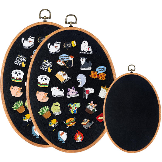 Yalikop Pin Display Board Fabric Enamel Pin Boards Wall Hanging Brooch Earrings Necklace Jewelry Holder Organizer Display Storage Back to School Gift for Home Summer Holiday(Black,11.4" X 8.6",2)
