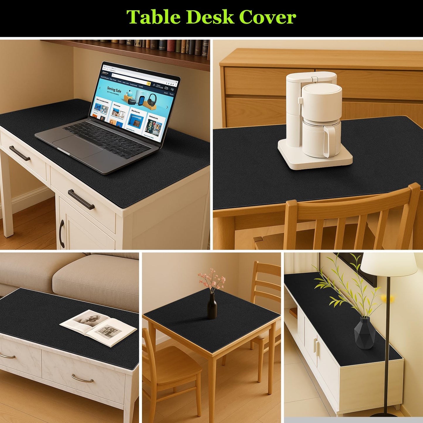 Warmstar Leather Table Cover 25 x48 Inch, 1.8MM Thick PVC Table Protector Waterproof, Desk Cover Protector Non-Slip Table Pad for Kitchen, Dresser, Gaming Desk,Dining Room Table