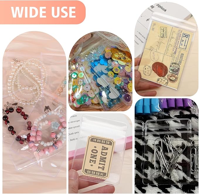 50 Large Plastic Jewelry Bags with Zipper, Clear Anti Tarnish Jewelry Bags for Small Business