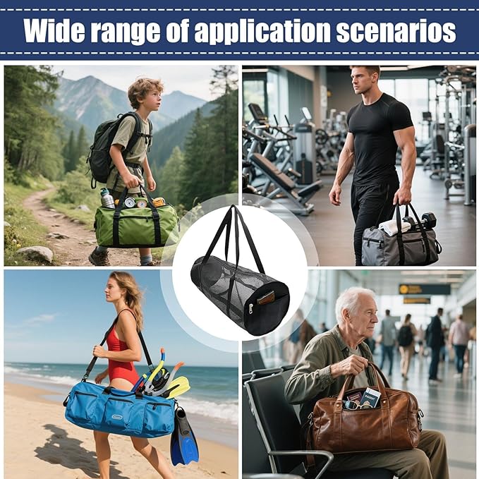 Gear Dive Bag - Foldable Mesh Snorkel Backpack, Large Equipment Holder, Long Lasting Storage Organizer | Duraable Duffle for Scuba Diving, Swimming, Beach, Pool, Travel, Sports, Volleyball, Basketball