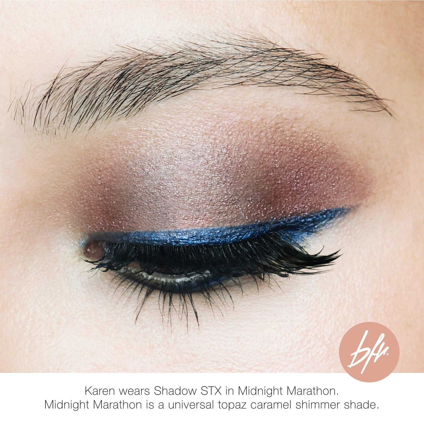 Beauty For Real Shadow Stx, Midnight Marathon - Universal Topaz Caramel Shimmer - Waterproof, Cream-to-Powder Eyeshadow Stick - Built-in Sharpener - 0.05 oz