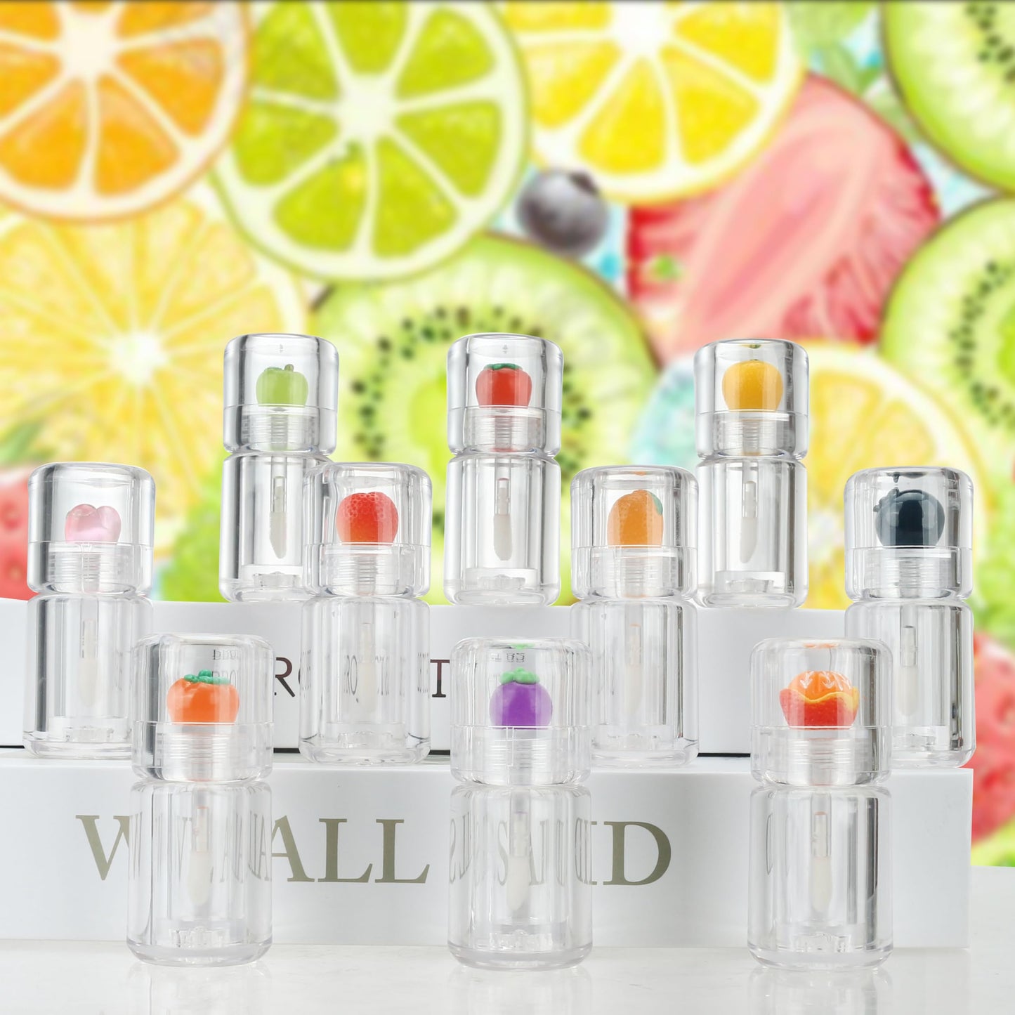 COSIDEA 10pcs 3.5ml 0.12oz Empty Chunky lip gloss tubes with clear wand for lip color Cute Fruit lipgloss tube container