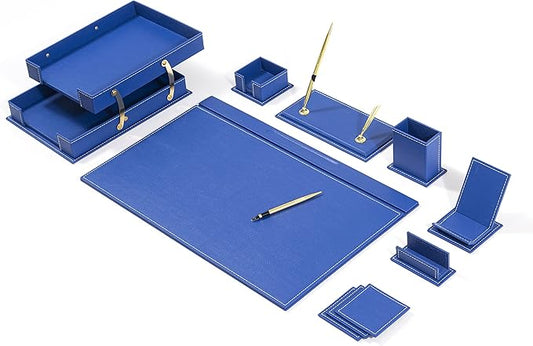 MOOGCO Bonded Set Luxury Leather Desk Pad & Desk Organization Essentials Desk Organizer Leather Desk Organizer