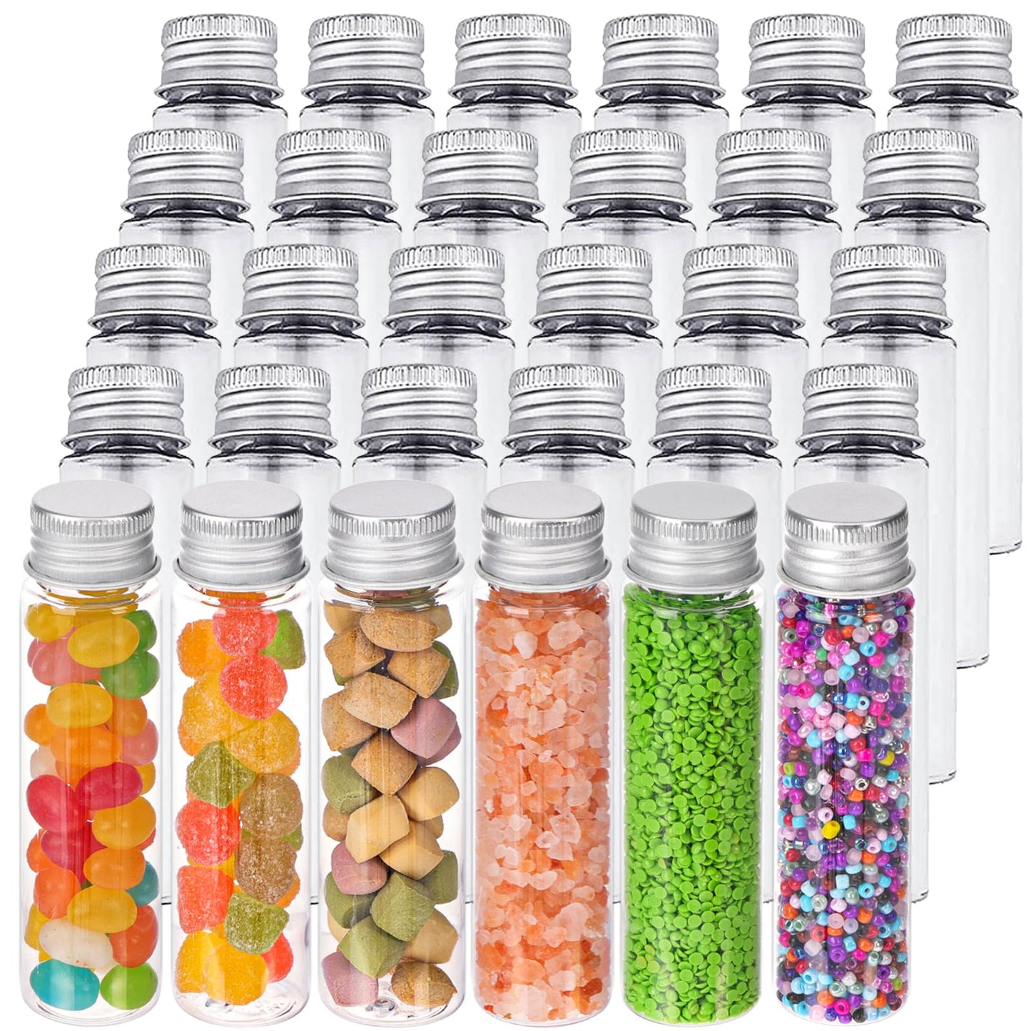 DEPEPE 30pcs 50ml Clear Plastic Tubes with Caps Test Tubes Candy Tubes, 28x108mm Tubes for Candy and Beads Storage, Scientific Experiments