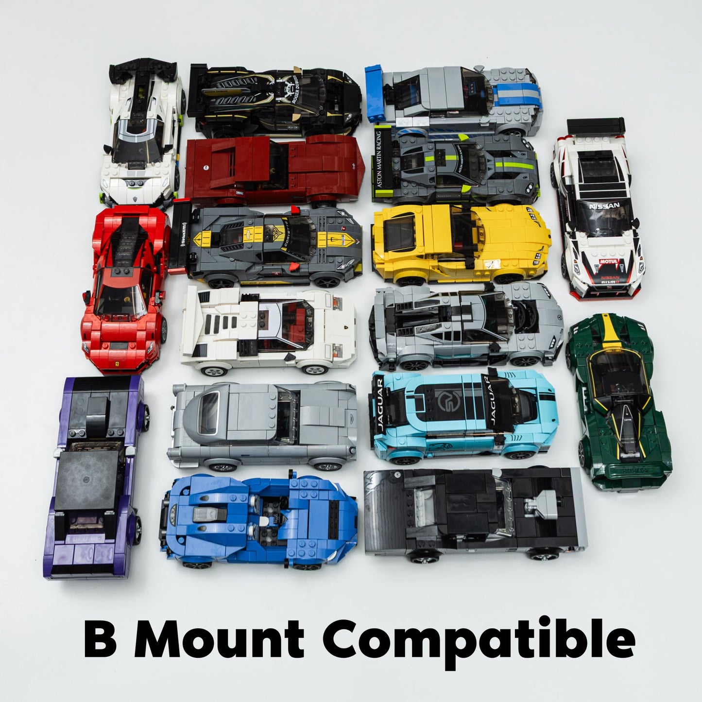 Brickify Shelf Display Riser Compatible With LEGO Speed Champions - Cars NOT Included - Display Your Collection - Space Saving Display Solution (Starter Pack)