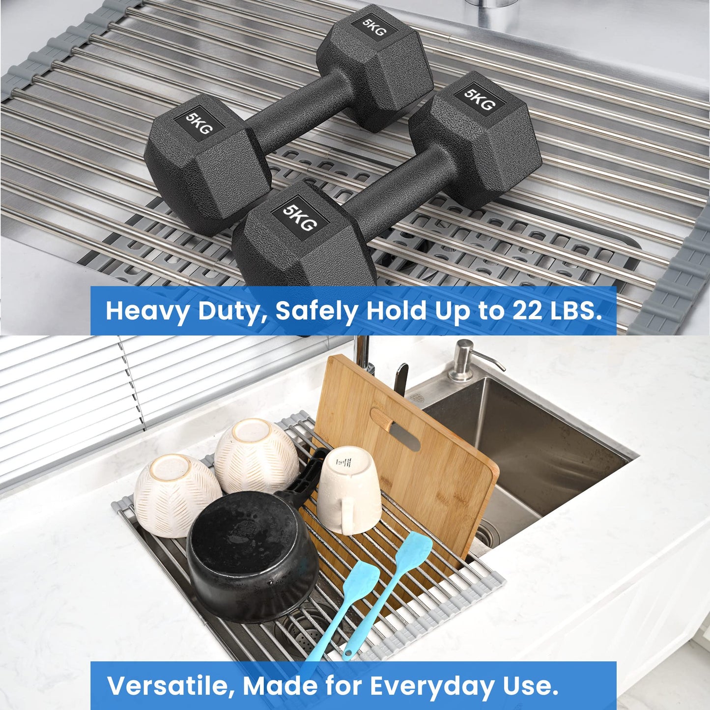 romise 304 Stainless Steel Roll Up Dish Drying Rack