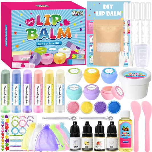 GZDUCK Lip Balm Making Kit- 42Pcs Lip Balm Making Set for Kids, Make Your Own Lip Gloss, Lip Gloss Making with Multi-Flavor Multicolored DIY Makeup Set Gifts for Girls Women