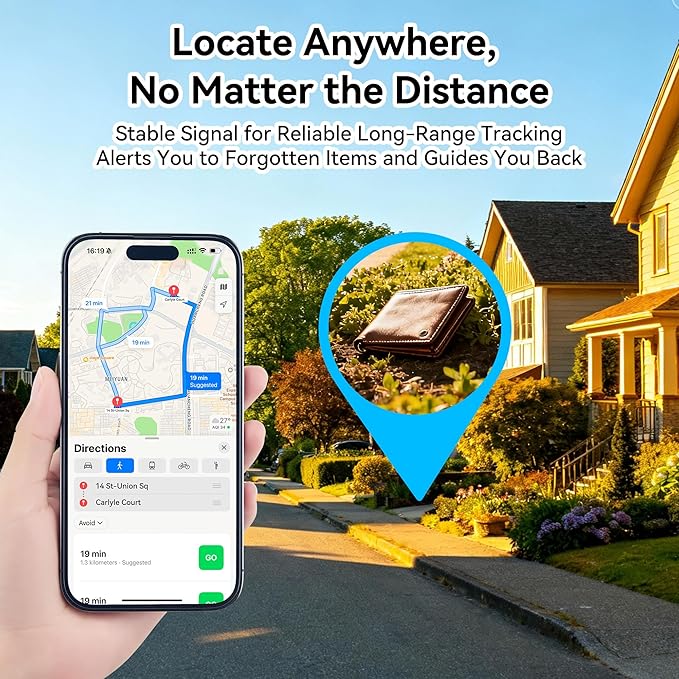 Original Air Tag Wallet Tracker Card 0.07in IP68 Waterproof Bluetooth Tracker Smart Finder, Passport, Work with Apple Find My, Wireless Charging, Card Locator[Apple MFi Certified] iOS Only