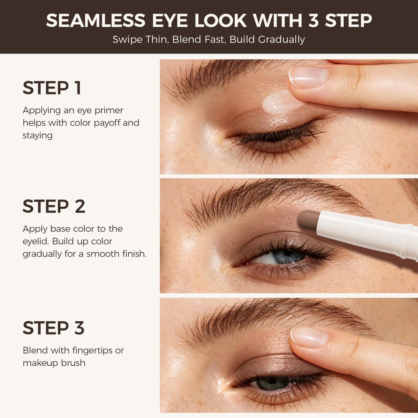 Exmiloo 2PCS Dual-Ended Cream Eyeshadow Stick Set - 4 Shades with Shimmer & Matte Finish - Blendable Eye Shadow Sticks for Easy Everyday & Smoky Looks, Waterproof, Vegan & Cruelty-Free