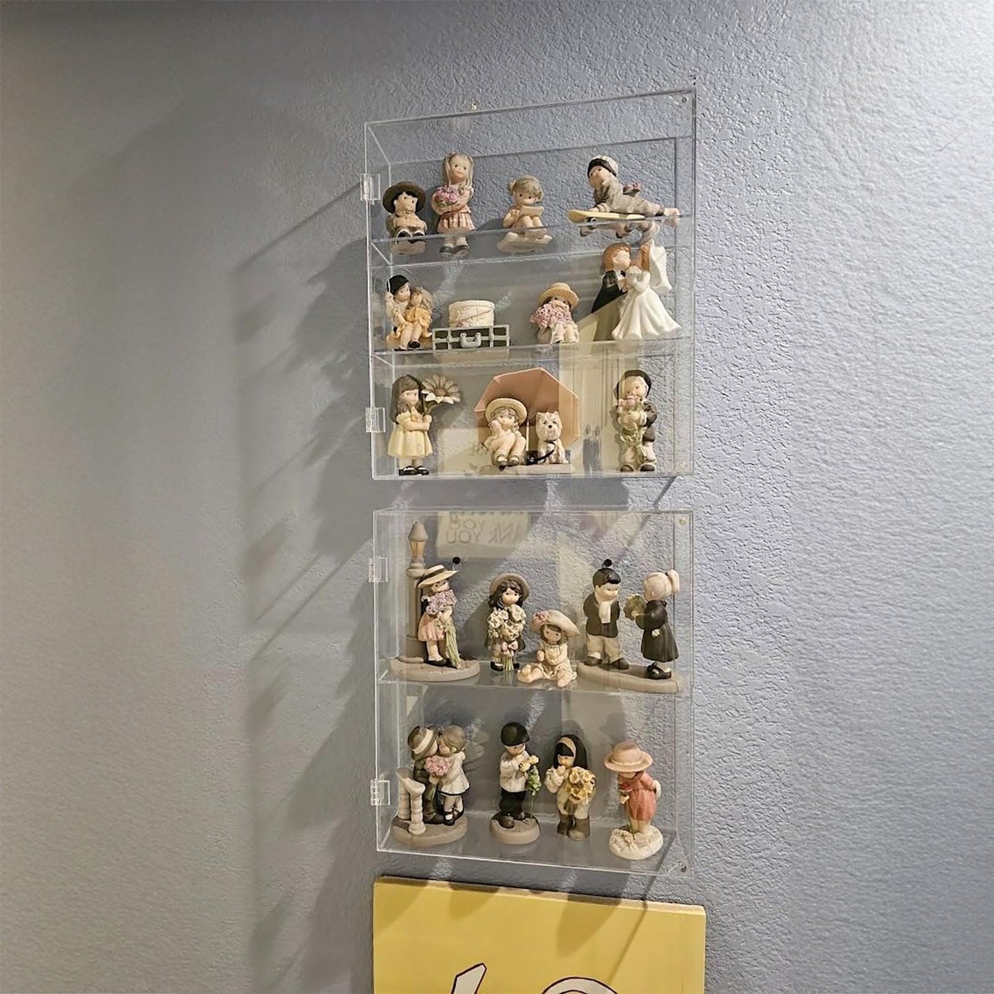 NIUBEE Acrylic Display Case, Clear Display Case for Funko Pop Figures, Wall Mounted or Desktop Dustproof Display Cabinet Box for Collectibles,Rock,Crystals,Mini Toys,Amiibo (2 Tiers