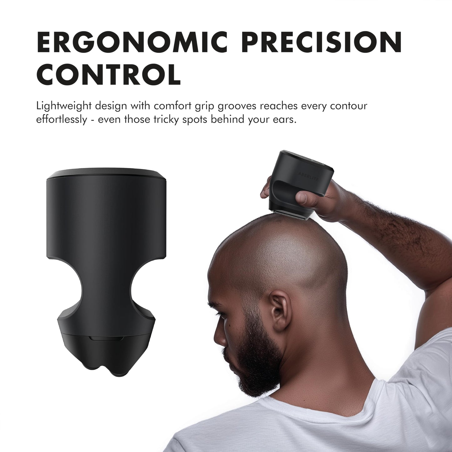 Aberlite Touch 2 Foil Head Shaver for Bald Men - Finishing Foil Shaver for Bald Head & Face, 0.05mm Ultra-Thin Foils for Razor-Smooth Results, Ergonomic Multi-Grip, Waterproof, USB-C Charging (Black)