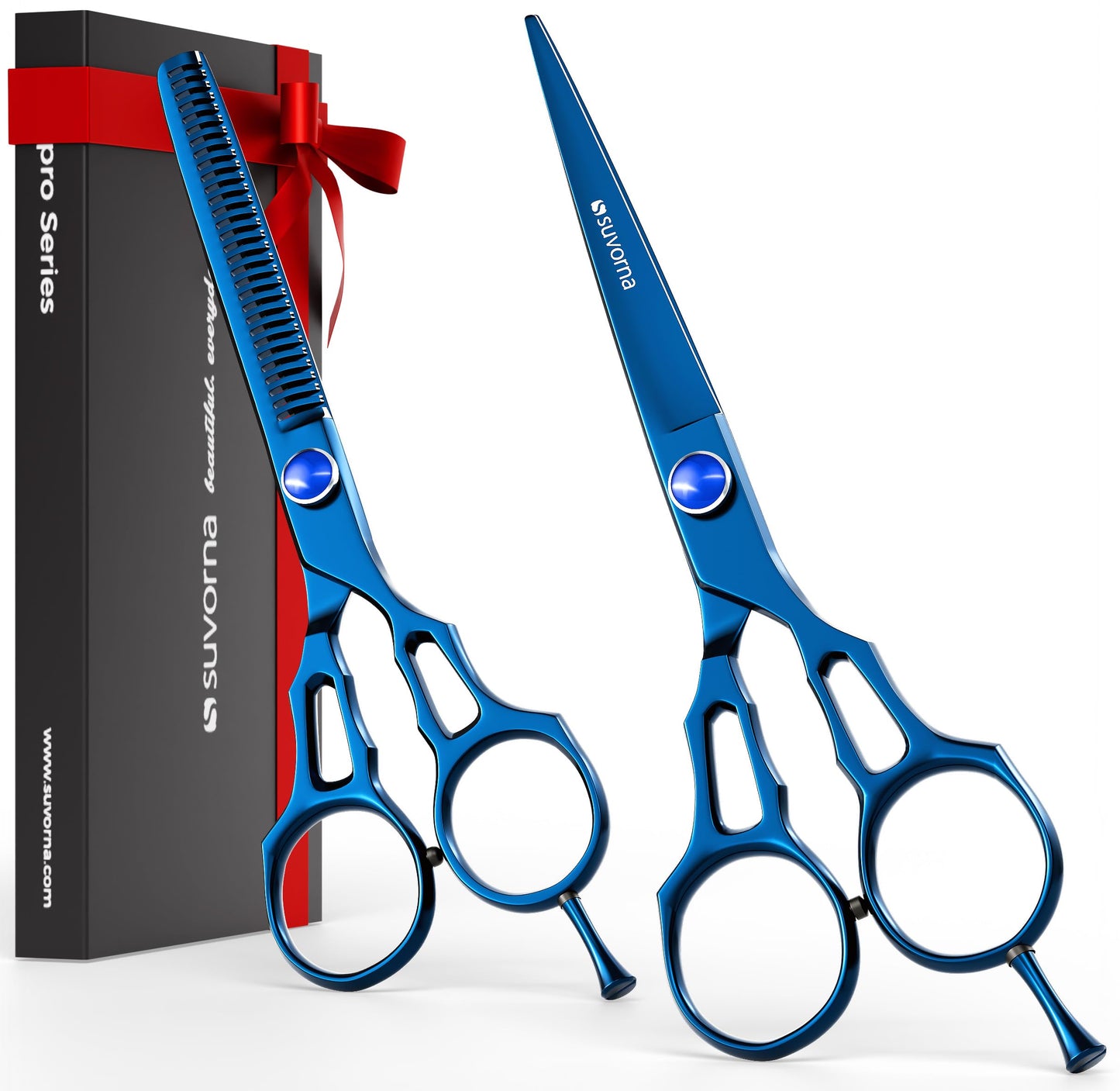 Suvorna Professional Hair Scissors with Thinning Shears | 2 Pcs Hair Shears | J2 Japanese Stainless Steel Hair Cutting Scissors | 5.5" Hair Shear Professional - tijeras de peluqueria profesional.