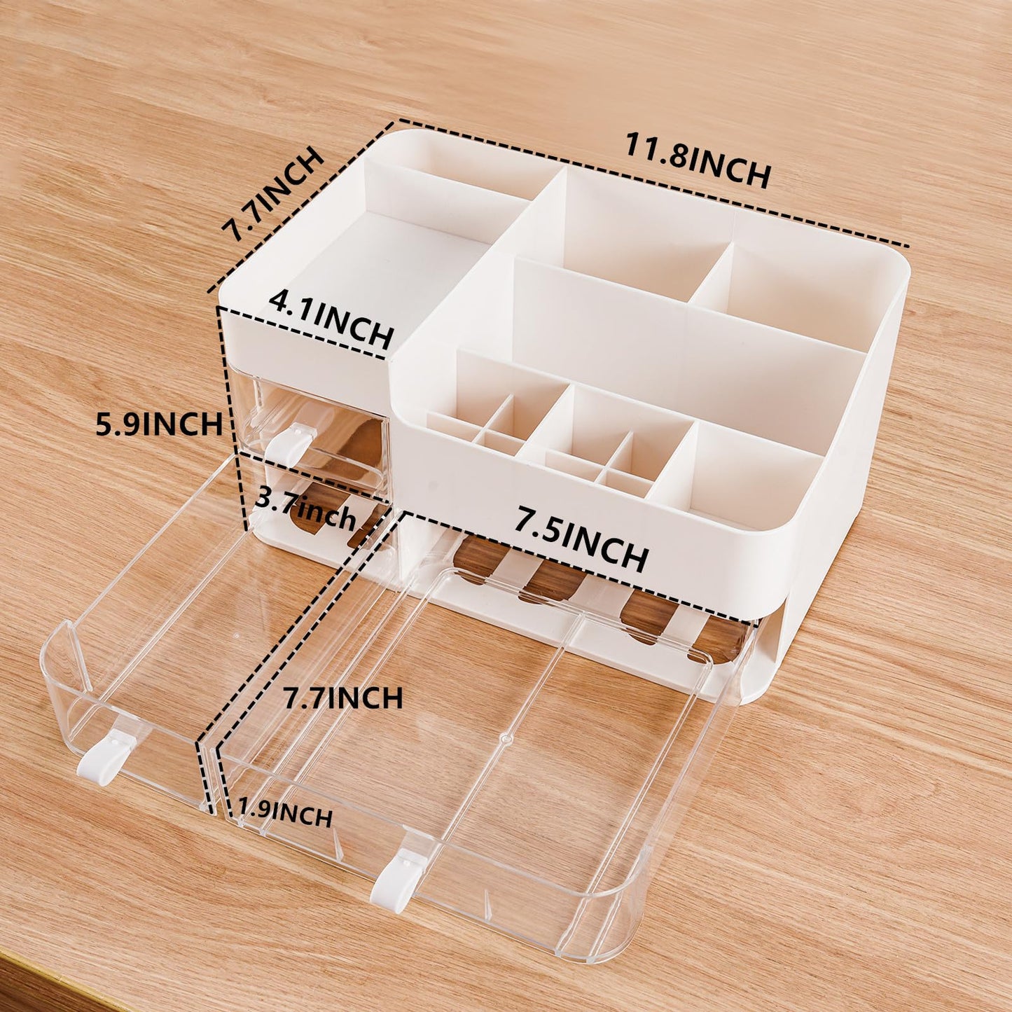 KLGO Makeup Organizer and Storage Cosmetic Display Case With 3 Clear Drawers Skincare Organizer for Bathroom Make Up Stand for Vanity Lipsticks, Jewelry, Nail Care, Eyeshadow, Skincare