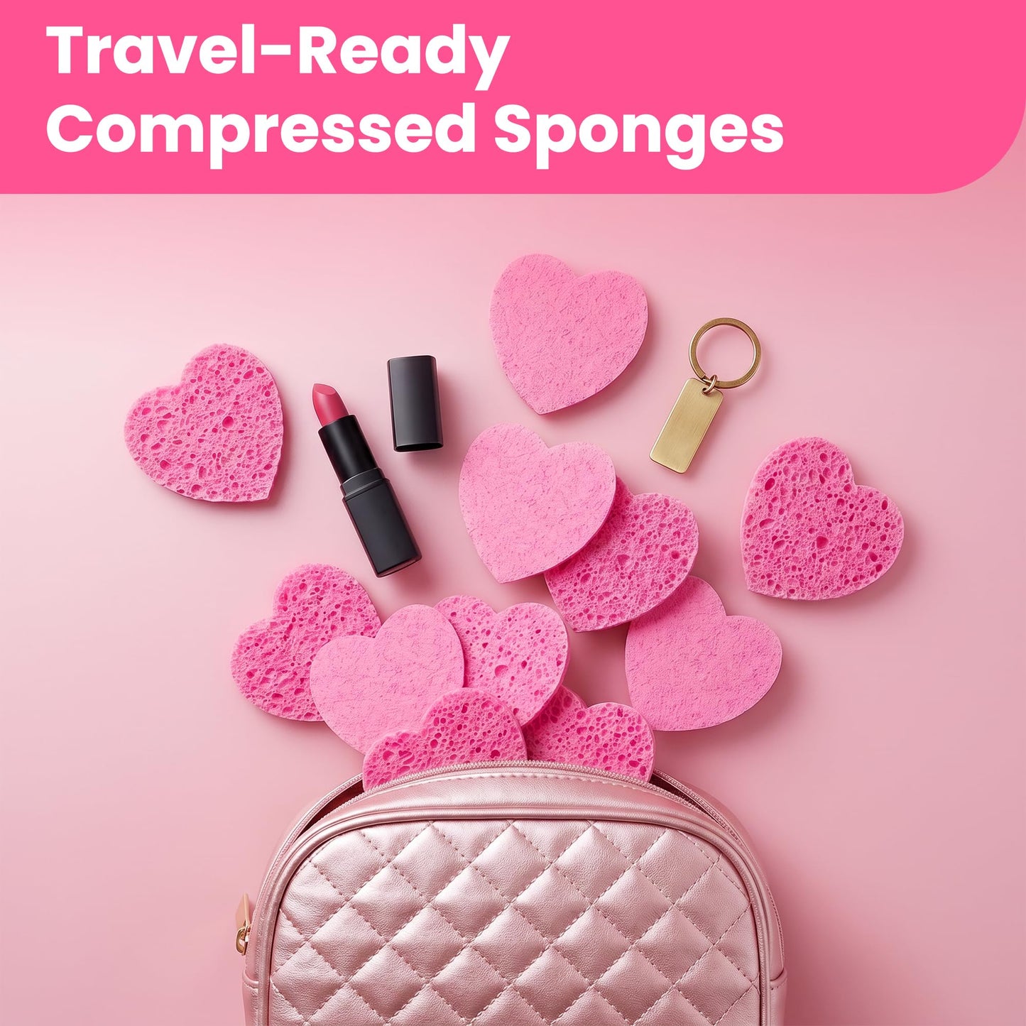 Silkyhose Women 120-Count Compressed Cellulose Heart Shape Face Facial Sponges 100% Natural Cosmetic Sponges for Facial Cleansing Exfoliating Mask Skin Massage (（Pink） 120 Count)