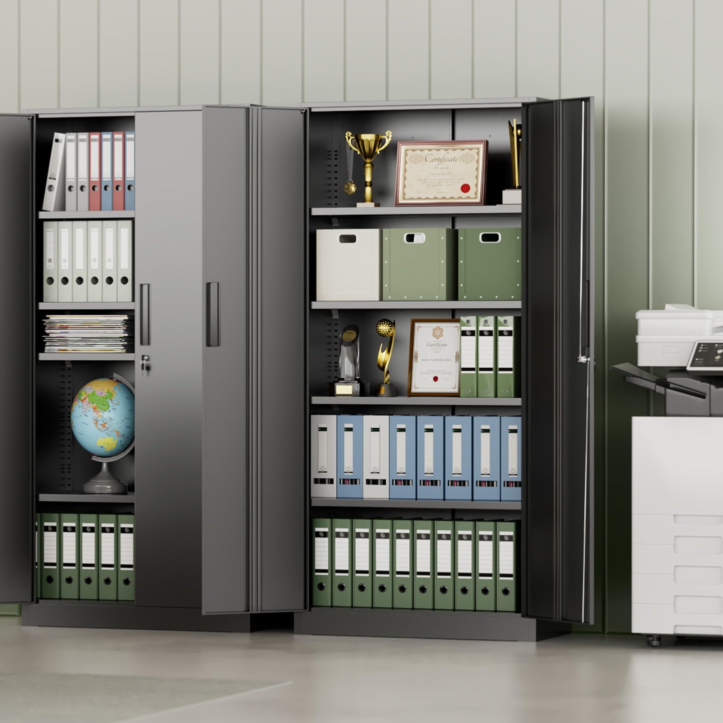 INTERGREAT Metal Storage Cabinet with Lock, 72" H Lockable Metal Storage Cabinet with Locking Doors, Steel Storage Lockers with Adjustable Shelves for Office, Home, Garage, Gym, School (Black)