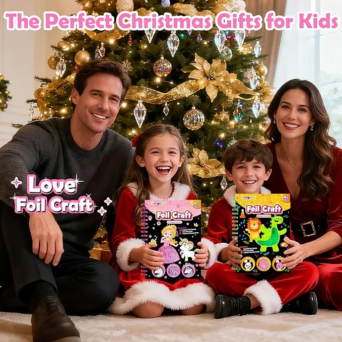 FUNNYB&G Foil Art Craft for Kids - Christmas Crafts Gift Party Favors Stocking Stuffers for Kids Fun Art Supplies Creative Birthday Gift Travel Toys for Girls Boys 4 5 6 7 8 9 Years Old(Princess)