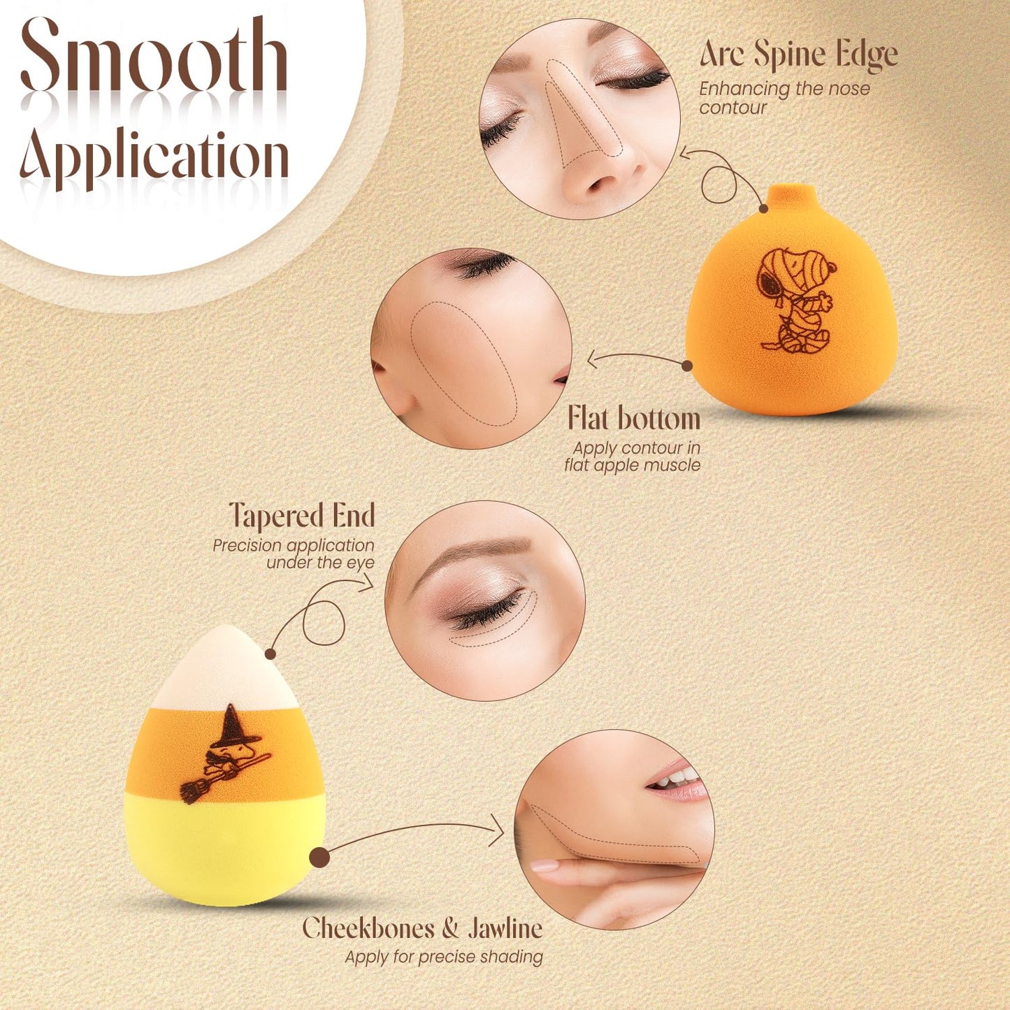 Profusion Cosmetics Peanuts Pumpkin Blend Sponge Set with Holder, Versatile Tool for Smooth Makeup Application, Achieve Ideal Blending