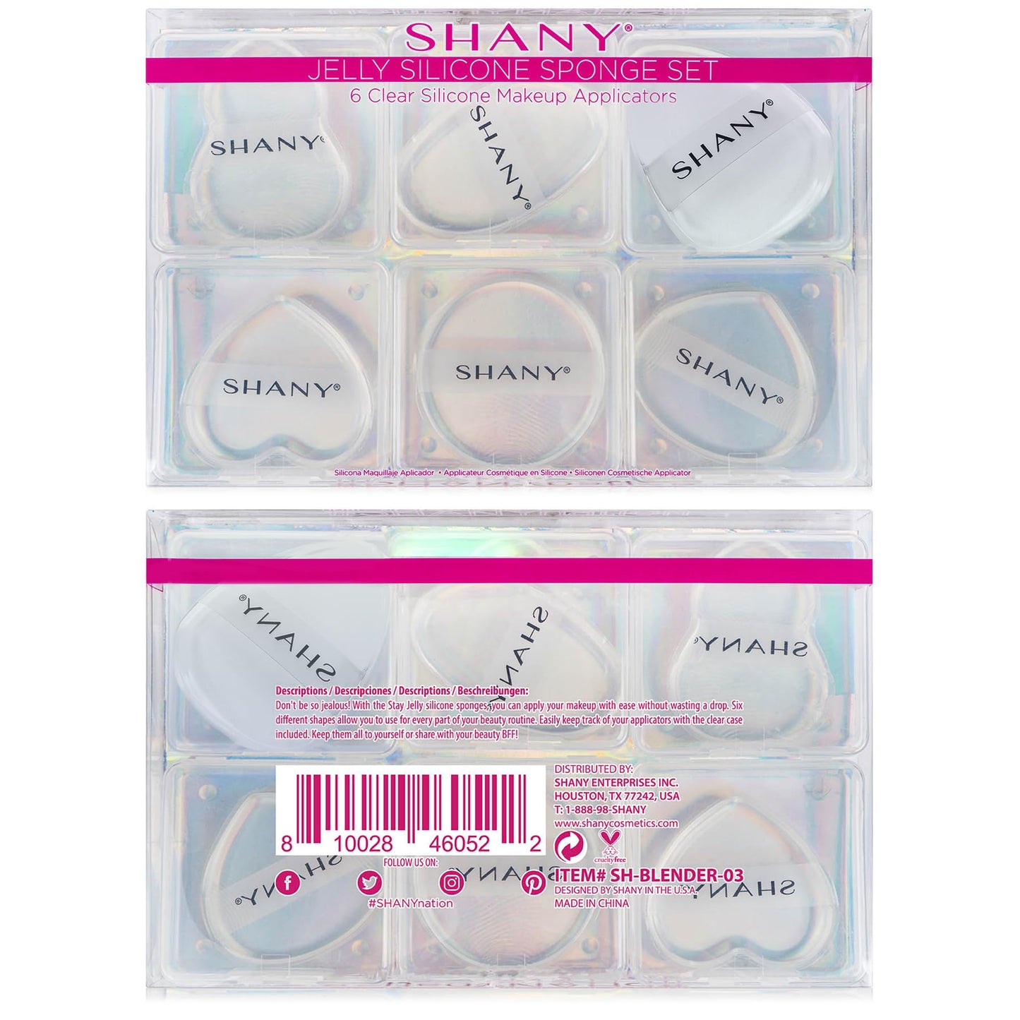 SHANY Stay Jelly Silicone Sponge Set - Clear & Non-Absorbent Makeup Blending Sponges for Flawless Application with Foundation - Assorted Sizes and Shapes - Pack of 6