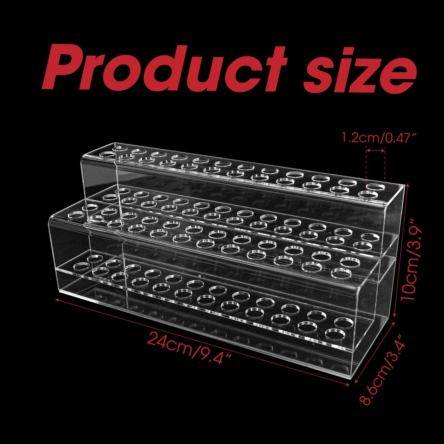 48 Holes Pen Display Stand Pencil Acrylic Holder for Craft Shows, Beaded Eyebrow Art Brush Rack, Makeup Tool Organizer, Home Office Desk & School Supplies Stationery Storage, Cosmetic Brushes Shelf