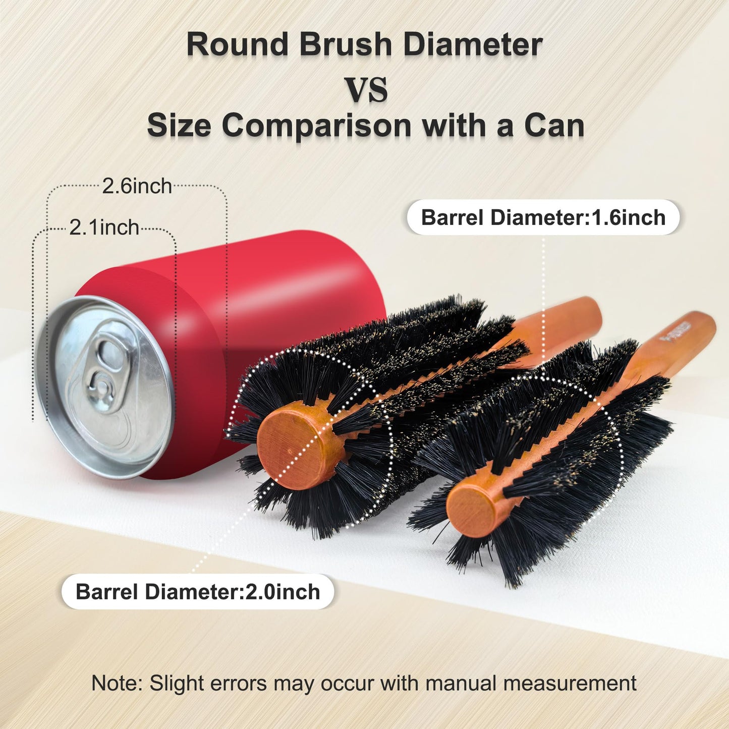 SUNBIRD Boar Bristle Round Hair Brush, 2.0 Inch