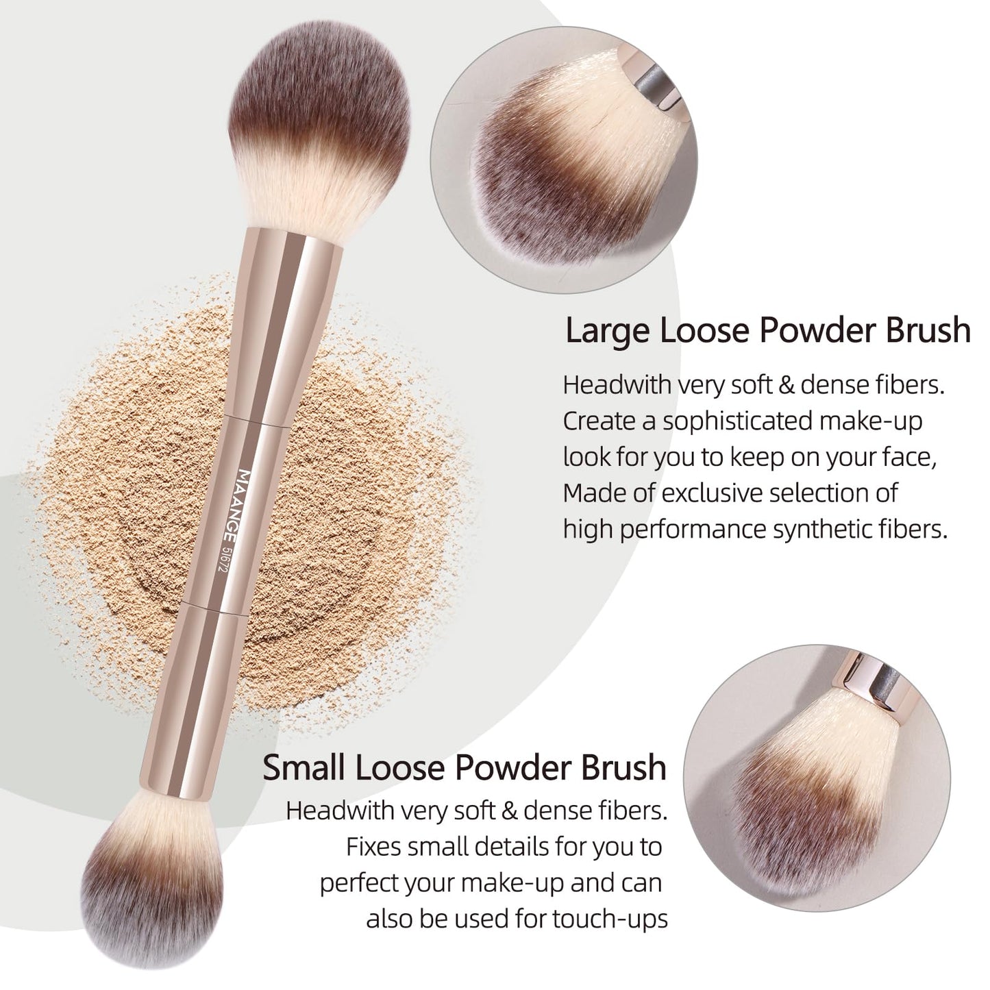 MAANGE 20 Pcs Makeup Brushes with Gift Box, Double-End Multi-functional Makeup Brushes for Blending Liquid Powder Concealer Cream Blush Buffe,Champagne