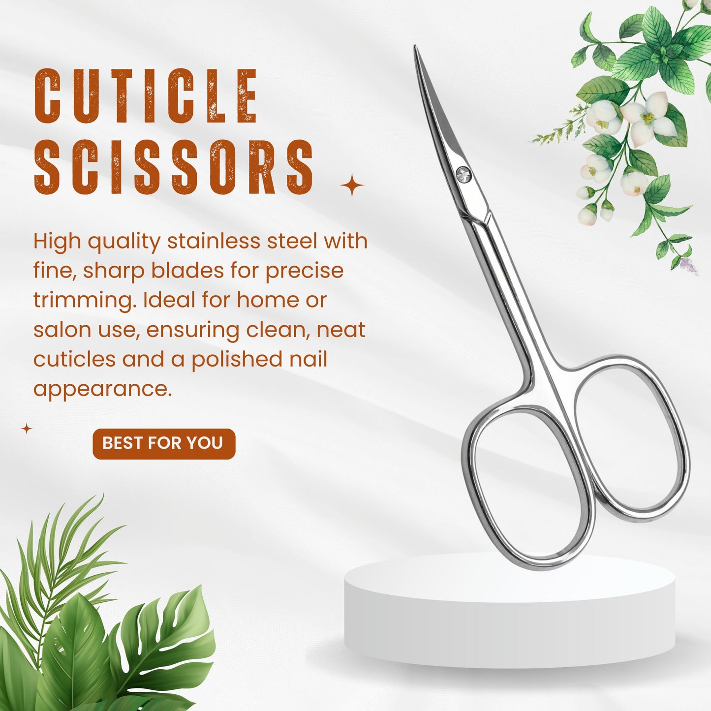 HomeDucts Cuticle Scissors German Stainless Steel Nail Scissor | Pedicure Beauty Grooming For Nail, Eyebrow, Eyelash & Dry Skin | Ideal Mothers Day For Women & Men