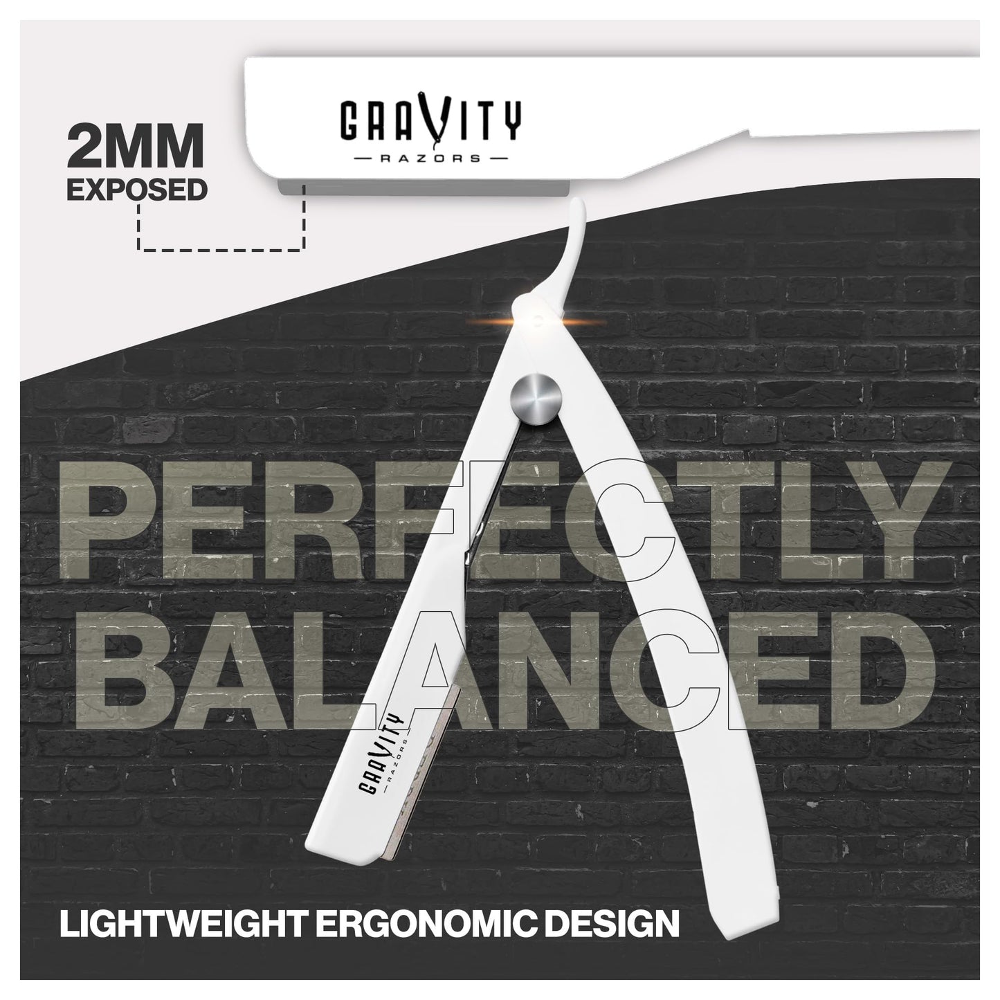 Gravity Razors Professional Straight Razor - Ultra Exposed Straight Razor Kit with 10 Gravity Premium Blades, 2mm Exposed (Apollo13)