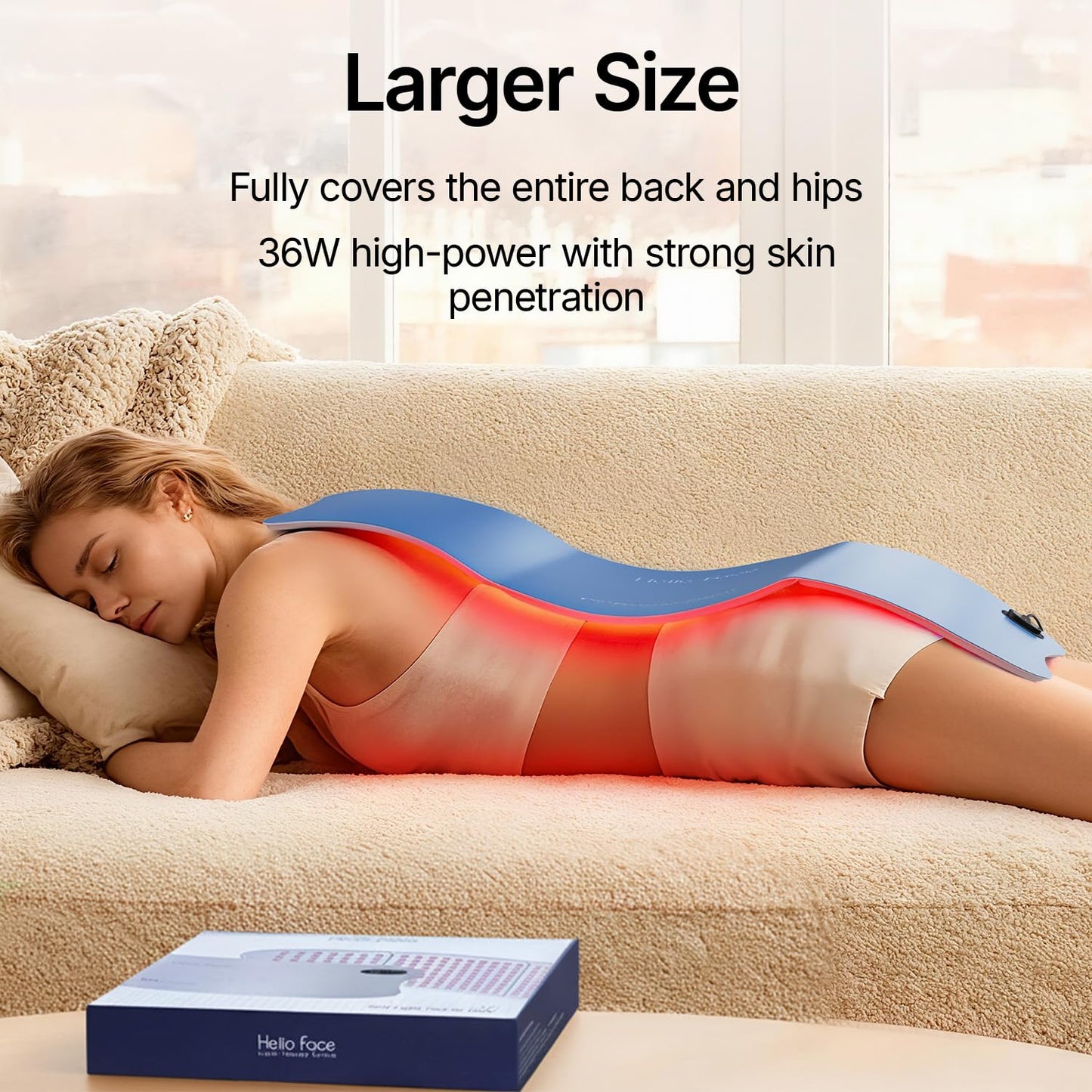 Hello Face Extra Long 30''x12'' Red Light for Body, 264 x Triple-Chip LEDs Large Red Light Mat Portable Near Infrared 660nm & 850nm for Full Body Back Hips Joint 36W Gray