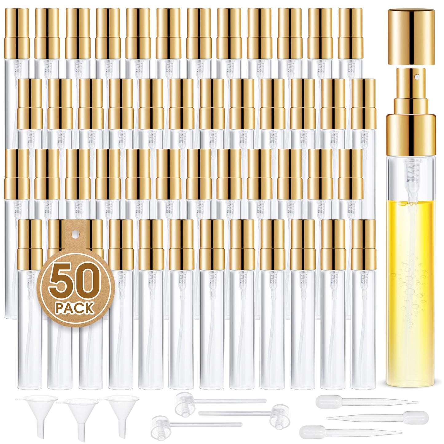 Mini Glass Spray Bottle 50pcs 5ml Clear Spray Bottle Empty, Fine Mist Refillable Mini Perfume Spray Bottle, Perfume Atomizer, Travel Spray Bottle For Hair, Small Empty Sample Containers Portable